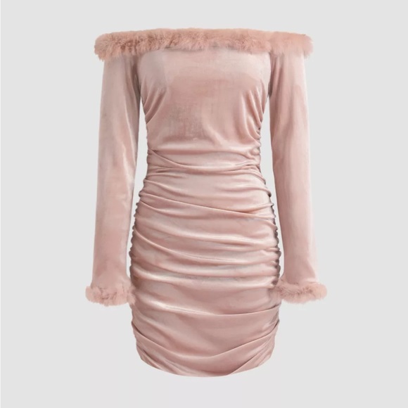 Cider pink fuzzy mini dress - Picture 1 of 2